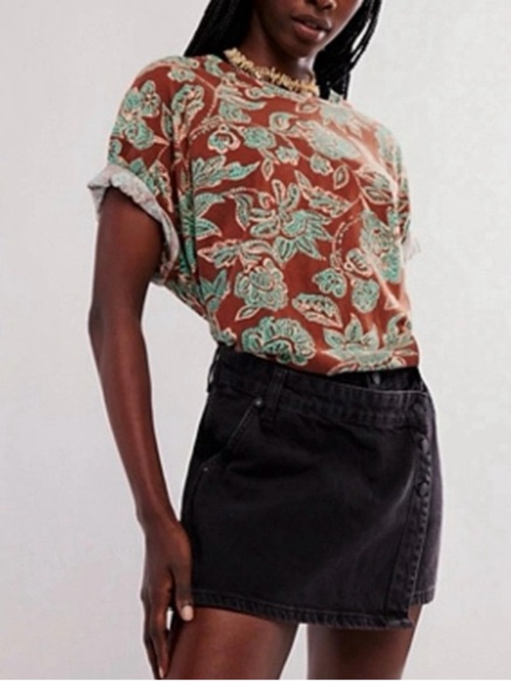 We the Free Fall Print Floral Top Medium Oversized GUC Farmhouse Transition